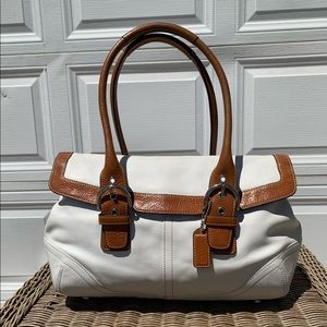 Vintage brown and white COACH shoulder bag